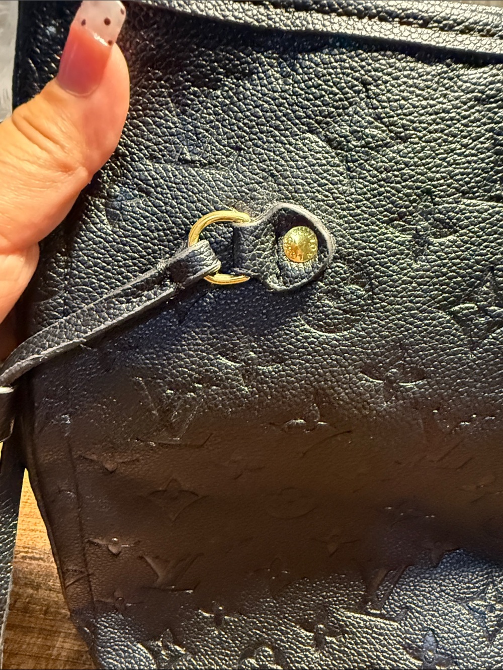 Black Embossed Monogram Leather Tote - Picture 7 of 7